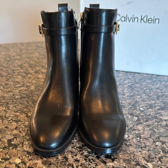 Calvin Klein Black Ankle Boots with Gold Accents NWT 6 - Picture 5 of 12
